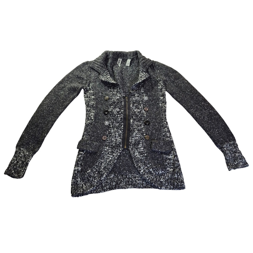 BKE Marled Knit Cardigan Sweater BKEDN1104 Womens Small Grey Wool Blend Cozy